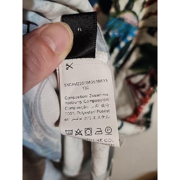 Shein Curve Womens Dress Fit & Flare 4XL Floral Tropical Silky Feel V-Neck V-Bac - Picture 3 of 7